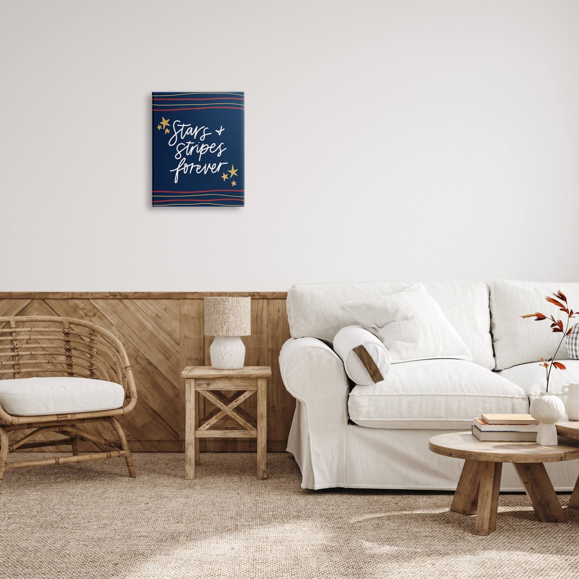 Stupell Industries Stars Stripes Forever Americana Independence Day Canvas Wall Art